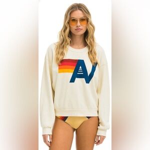 AVIATOR NATION - LOGO RELAXED CREW SWEATSHIRT - VINTAGE WHITE
